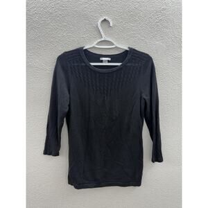 H&M Womens Shirt Size Small Black 3/4 Sleeve Round Neck Sweater